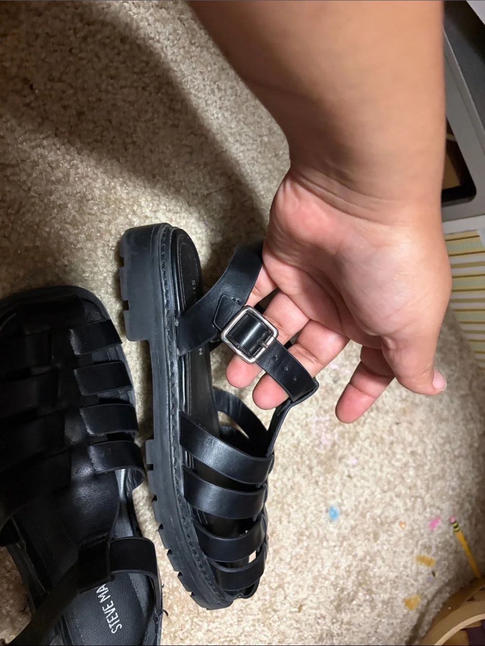 Steve Madden Black Chunky Sole Strappy Sandals